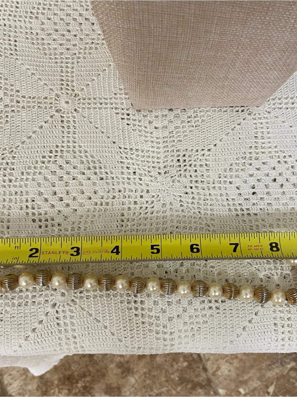 Vintage Faux Pearl Necklace Gold Tone Fluted Beads 18” Classic Statement